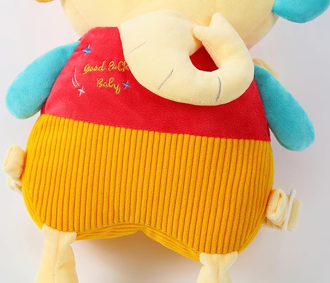 Feidoog Baby Head Protection Backpack with 3 Baby Knee Pads - Soft & Lightweight Head Protection for Walking and Crawling,Orange Elephant