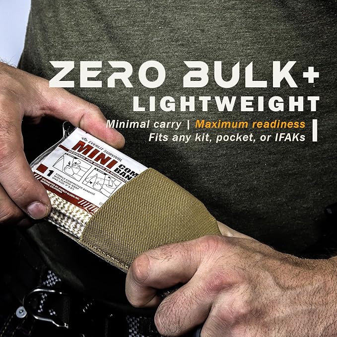 EVERLIT Mini 4 x 6 Inch Emergency Bandage Compression Trauma Pressure Wound Dressing Sterile Vacuum-Sealed for Bleeding Control, Gun Shot, Medical Kit, First Aid IFAK (2)