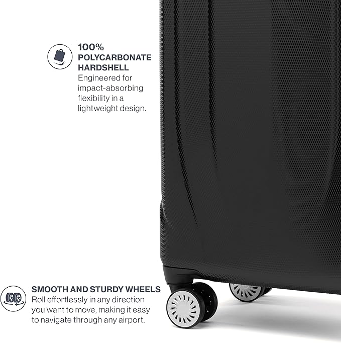 Travelpro Pathways 3 Hardside Expandable Luggage, 8 Spinner Wheels, Lightweight Hard Shell Suitcase, 3 Piece Set (21/25/28), Black Knight