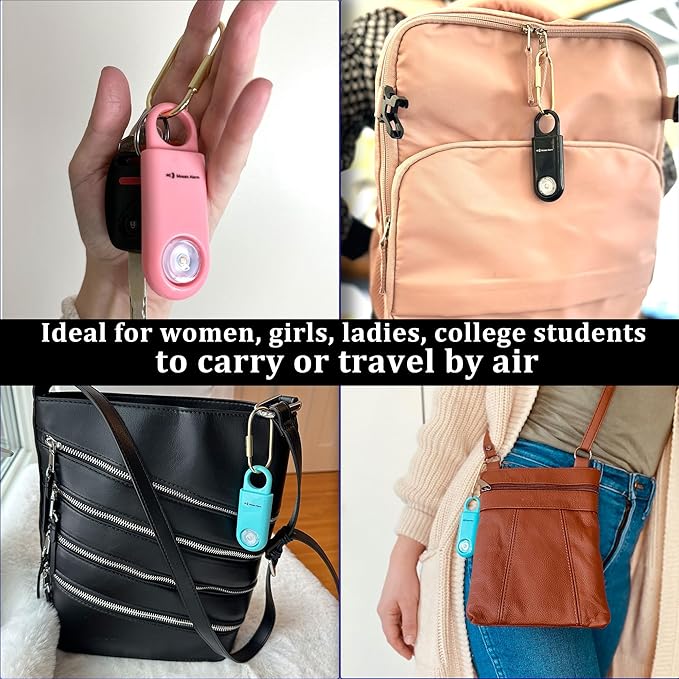 130dB Personal Safety Alarm Strobe Light. Loud Sound Keychain Siren with Carabiner for Women, School Children, Night Runners, Hiking. Bear Alarm Deterrent. SOS Emergency Self Defense Alerts. Black