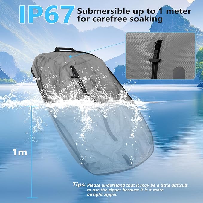 2025 Vacuum Bags for Travel with See-Through Window & 5KPa Pump Space Saver Vacuum Seal Bags for Clothing Travel IP67 Reusable Packing Organizers for Luggage, Backpack, Suitcase Grey 2PC+Pump