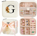 AYGXU Travel Jewelry Box for Women and Girls - Small Case With Initial A-Z - Teacher Gifts