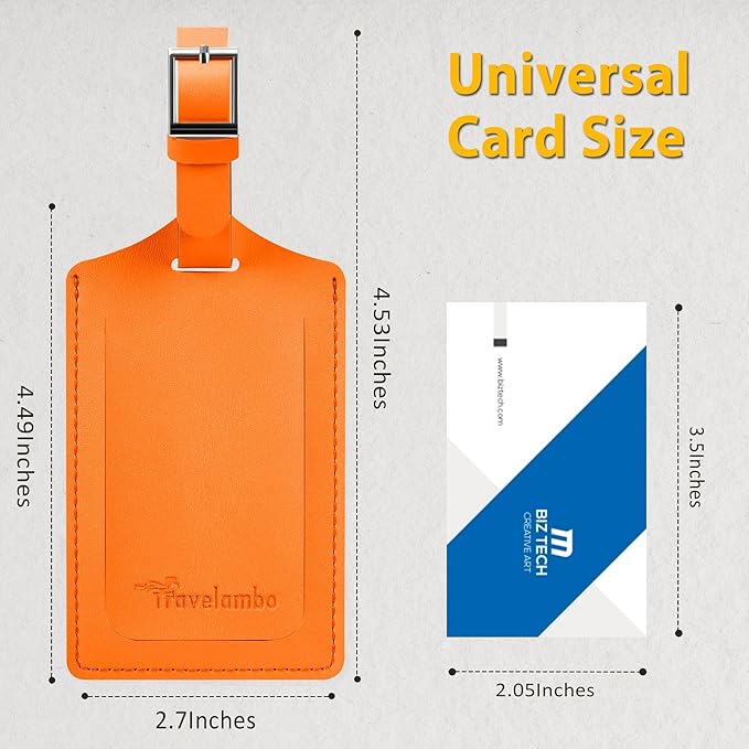 Travelambo Luggage Tags for Suitcases Faux Leather Privacy Protection 30 Pack Bag Tags Travel Accessories Essential, Hot Orange
