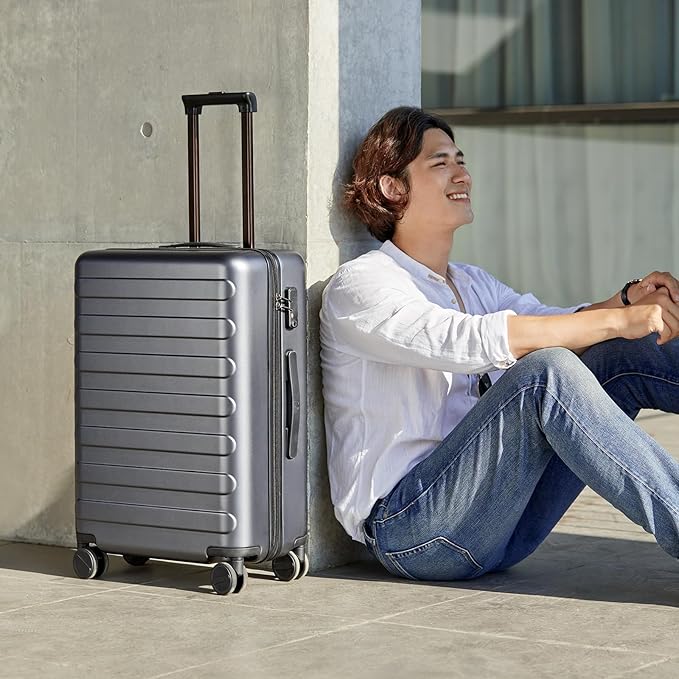Carry on Luggage 22 X 14 X 9 Airline Approved, 20 Inch Luggage for 3-5 Days Travel, Double Spinner Wheels, 100% Hardshell PC, TSA Lock (02-Grey (Basic), Checked 26-Inch)