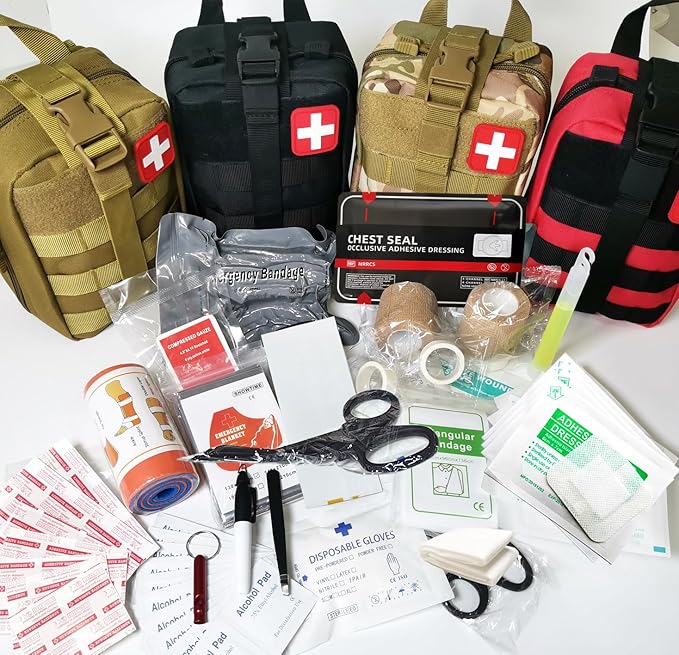 IFAK Kit Trauma Kit Military Medical First Aid Kits Bleeding Contral Emergency Survival Bug Out Bag for Camping Gear Supplies Hiking (Tan)
