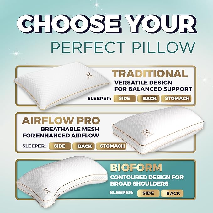 Royal Therapy King Pillows 4-Pack - Shredded Memory Foam Pillows for All Sleep Positions - Medium Firm Pillow with Adjustable, Bamboo Rayon Cover, CertiPUR-US, Oeko-TEX Certified