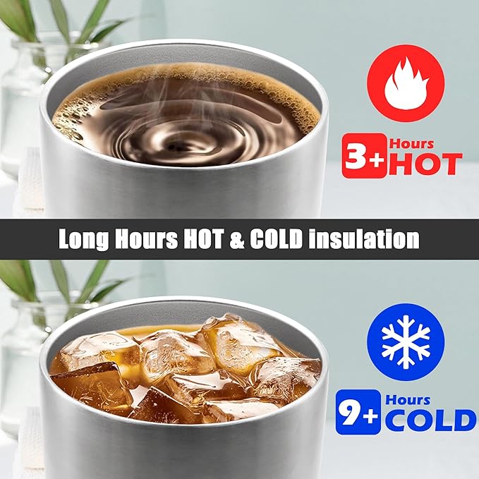20 oz Tumbler Coffee Tavel Tumblers Bulk with Lid Stainless Steel Double Wall Vacuum Insulated Mug Powder Coated Cups fit Car Cupholder for Hot and Cold - Stainless Steel, 12Pack