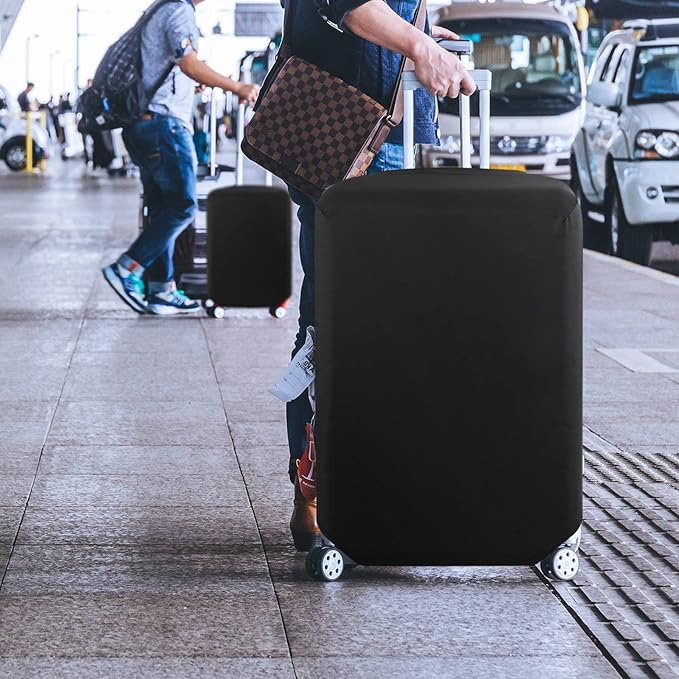 HYPER VENTURE Washable Luggage Cover - Fashion Suitcase Protector Fits 23-26 Inch Luggage (Black, M)