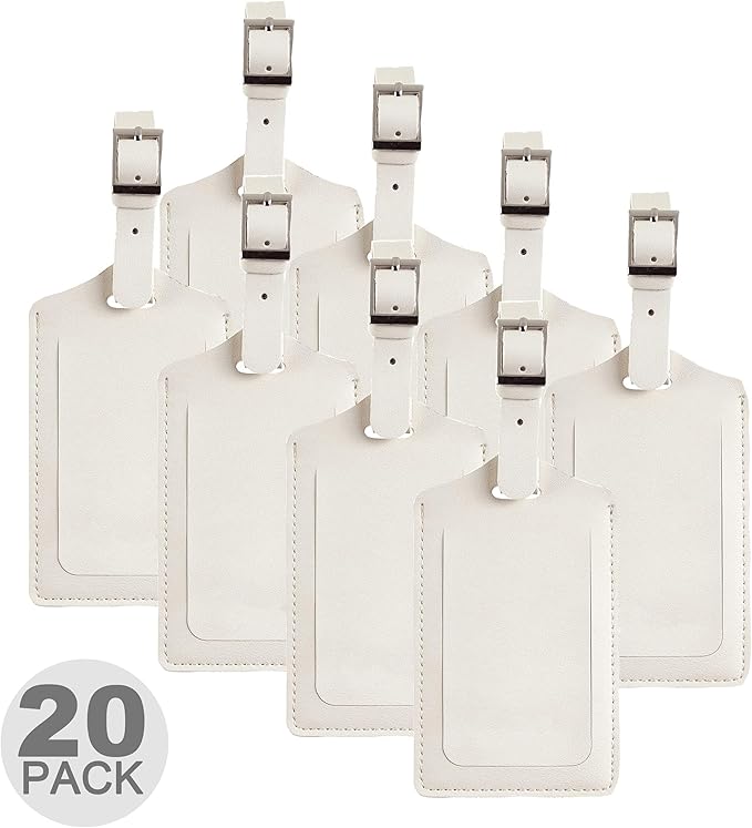 8 Pack Leather Luggage Travel Bag Tags by Travelambo
