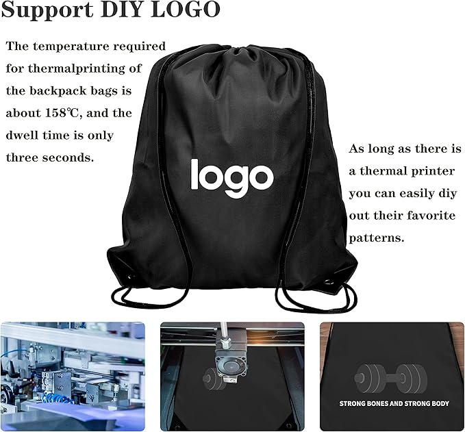 10Pcs Black Drawstring Backpack Bags Sack Pack Cinch Tote Sport Bulk Storage Polyester Bag for Gym Traveling