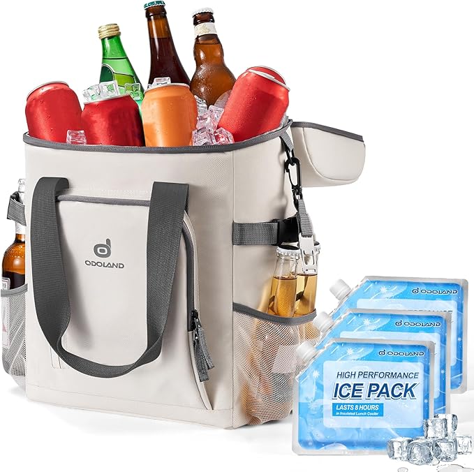 Odoland Cooler Backpack, 30 Cans Insulated Leak-Proof Cooler Bag with Ice Pack for Women and Men, Waterproof Beach Lunch Cooler