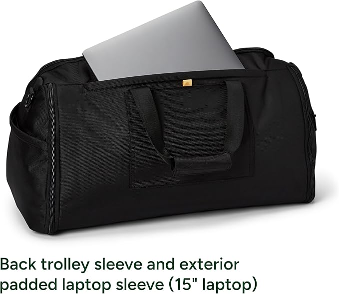Halfday Convertible 2-in-1 Premium Garment Duffel Weekender Bag 45L | Wrinkle-Free Travel, Hanging Suit Compartment, Shoe Pockets, Trolley Sleeve. Balistic Nylon Carry-On, Jet