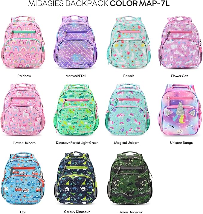 mibasies Toddler Backpack for Girls 2-4: Cute Kids Backpacks for Girls - Preschool Kindergarten Backpack - Magical Unicorn