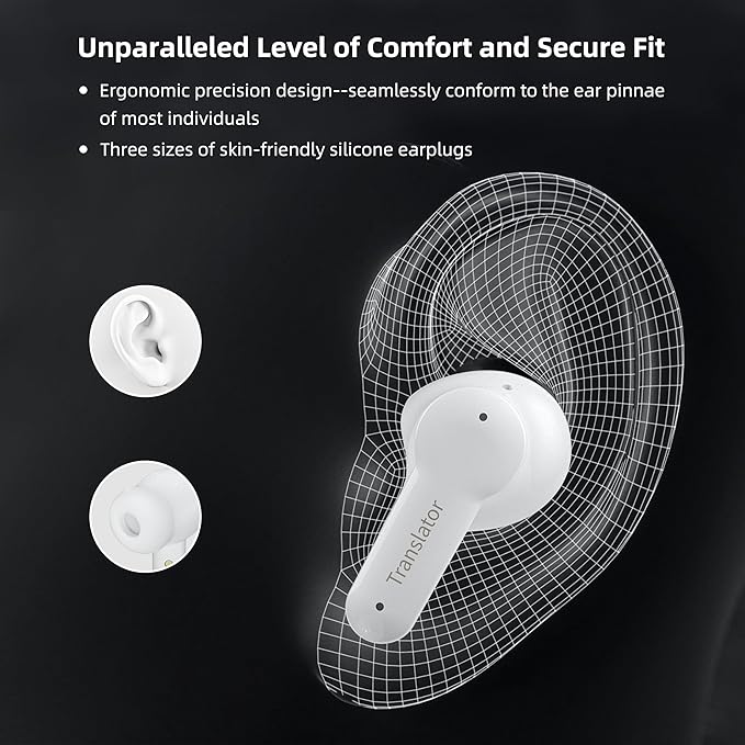 M3 Translator Earbuds Language Translator Device Sliding Design Support 144 Languages & Accents Translation Wireless Translator Device with APP Fit iOS & Android