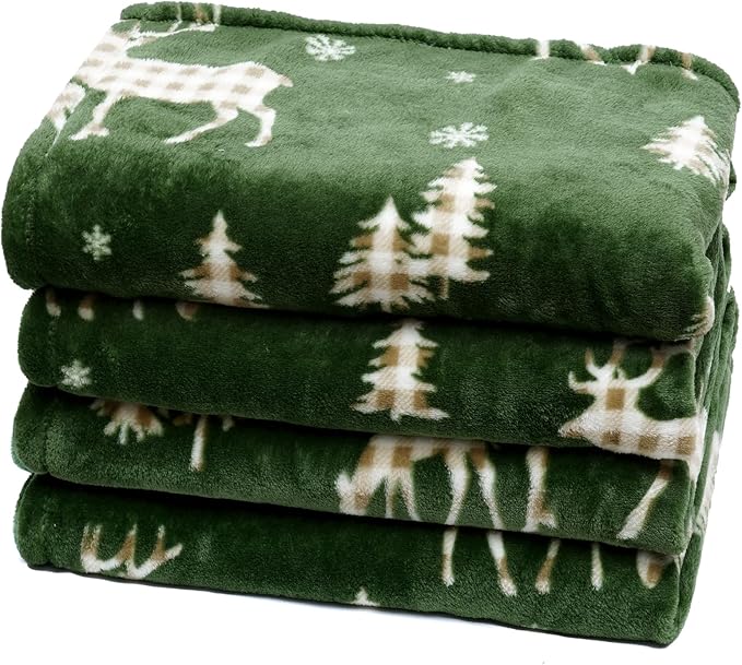 PHF Printed Fleece Blanket King Size, No Shed No Pilling Ultra Soft Plush Cozy Xmas Prints Theme Home Décor Flannel Blanket for Bed, Sofa, Couch and Gift, 108" x 90", Northern Winter