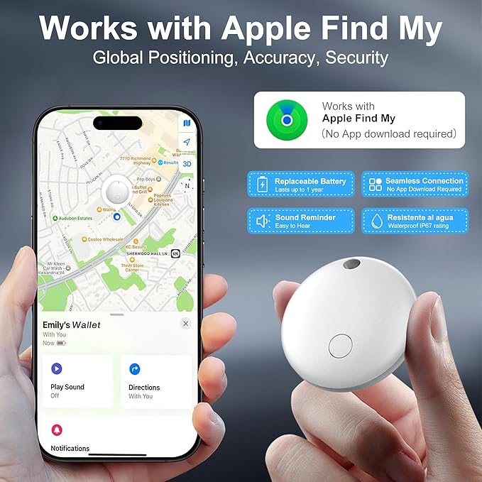 Air Tags-4 Pack, Pet Trackers, Item Locator Tags Works with Apple Find My | iOS Only | 4 Different Cases | Replaceable Battery | Water-Resistant | Item Finder for Key, Luggage, Backpack,Bike (4-Black)
