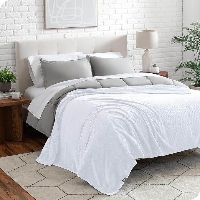 Bare Home Textured Fleece Blanket - King Size - Ultra-Soft Lightweight for Bed, Sofa, and Couch - Luxury Microplush - Cozy Warm Blanket (King, Chevron White)