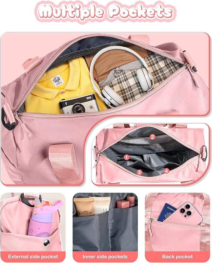 Birthday Gifts for Granddaughter-Girl Gym Bag with Shoe Compartment, Kid Personalized Weekender Overnight Bags, Initial Travel Tote with Makeup Pouch Valentine's Day Gift for Kids (Letter I)