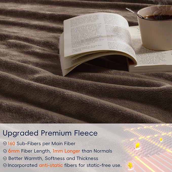 PHF Oversized King Fleece Blanket 120"x120", No Shed No Pilling Big Soft Blanket, Extra Large 10'x 10' Lightweight for Bed, Sofa Travel and Camping, Suitable for All Season, Cocoa Brown