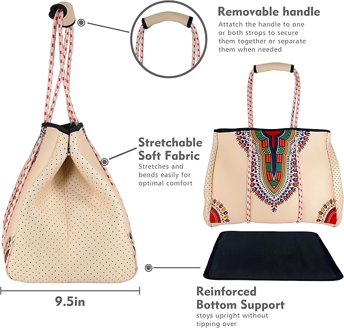 QOGiR Neoprene Multipurpose Beach Bag Tote with Inner Zipper Pocket … … … …