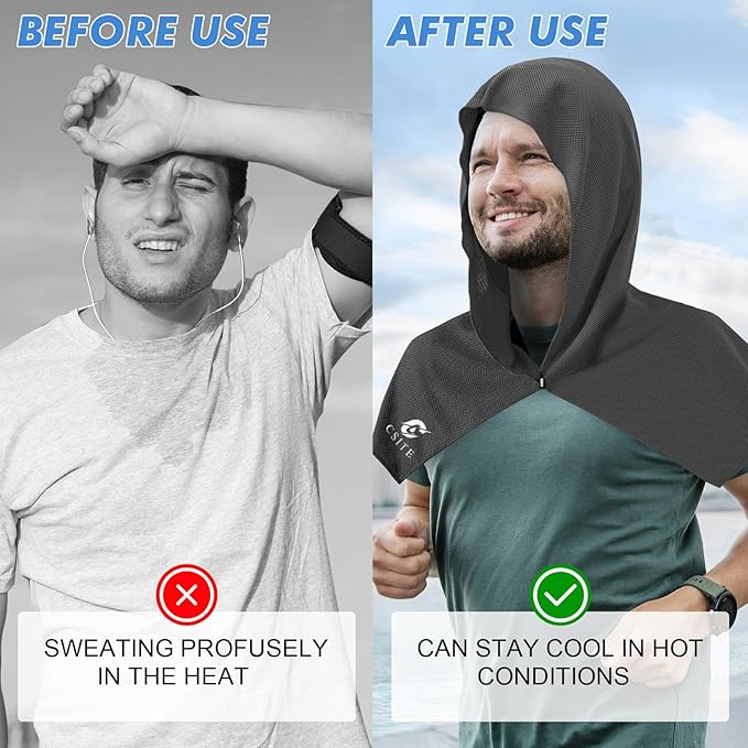 4 Pack Cooling Hoodie Towels for Neck and Face, UPF 50 Sun Protection & Instant Cooling, Ice Towels for Hot Weather, Soft Breathable Towel for Sport, Work Out, Gym, Camping & More Activities