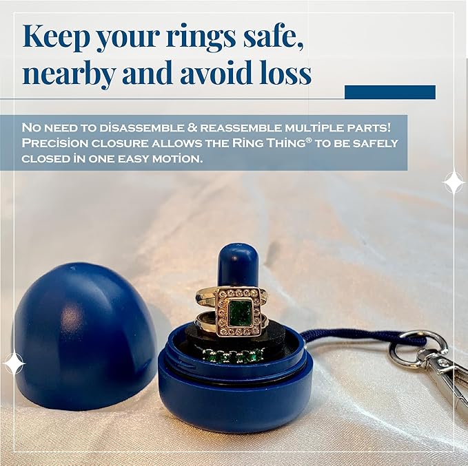 RING THING - Ring Holder Keychain, Jewelry Organizer and Storage, Portable Waterproof Ring Holder, Pill Box Keychain Container, Gym Accessory, and Travel Ring Case (Royal Blue)