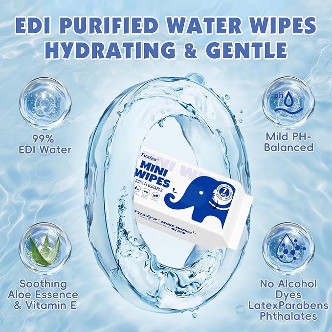 72 PackTravel Flushable Wipes with Aloe & Vitamin E,Impossibly Compact 7 Wipe Per Pack Mini Travel Adult Wet Wipe,Hypoallergenic & Fragrance-Free Skin-Friendly Flushable Wet Wipe (504 Total Wipes)