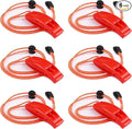 JULBEAR 6PCS Safety Survival Whistles with Adjustable Reflective Lanyard Emergency Plastic Whistle Marine Whistle