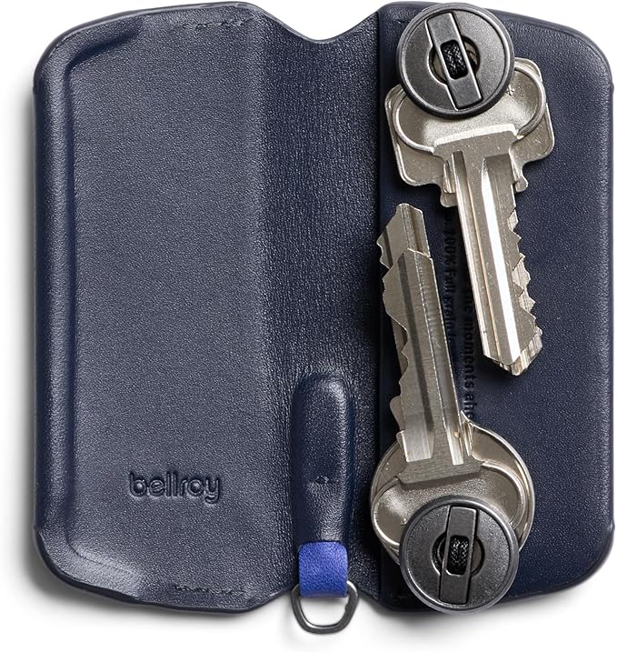 Bellroy Key Cover Plus – Third Edition (Leather Key Holder, Holds 4 – 8 Keys) - Navy