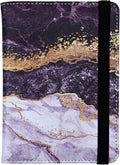 Passport Holder for Women and Men PU Leather Passport Cover for Travel (Black Marble)