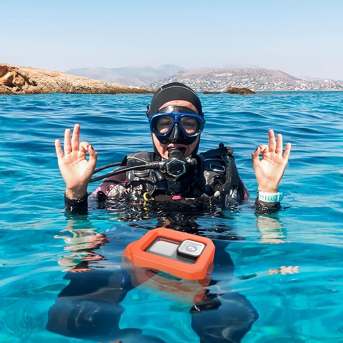 Floaty Case for GoPro Hero 13/12 / 11/10 / 9 Black, Floating Case with Long Screw and Adhesive Anchors for Snorkeling, Surfing, Wakeboarding, GoPro Hero Accessories