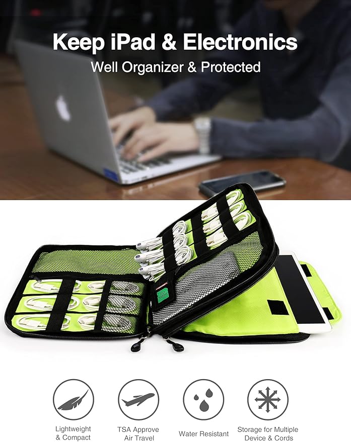 Luxtude Cord Organizer Travel, Cable Organizer Bag, Portable Electronics Organizer, Travel Essentials for Cord Storage/Charger Storage/Cable Storag, Red