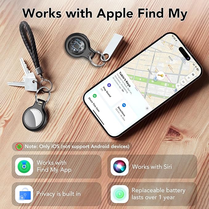 2025 New [Apple MFi Certified] (iOS Only) Air Tracker Tags-5 Pack, Bluetooth Tracker for Apple Find My, Replaceable Battery, Key Finder and Item Locator Smart Tag for Keys, Bags, Luggage, Pets, Wallet