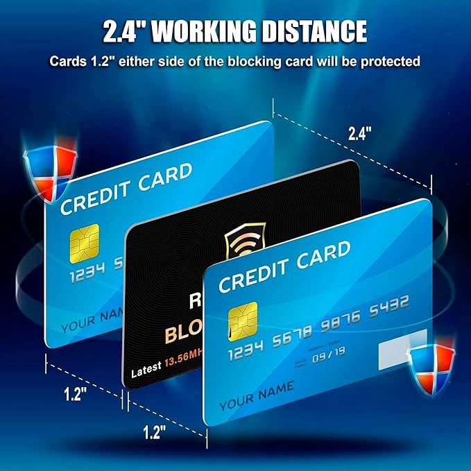 SaiTech IT 20 Pack RFID Blocking Card, One Card Protects Entire Wallet Purse, NFC Contactless Bank Debit Credit Card Protector ID ATM Guard Card Blocker–(Black)
