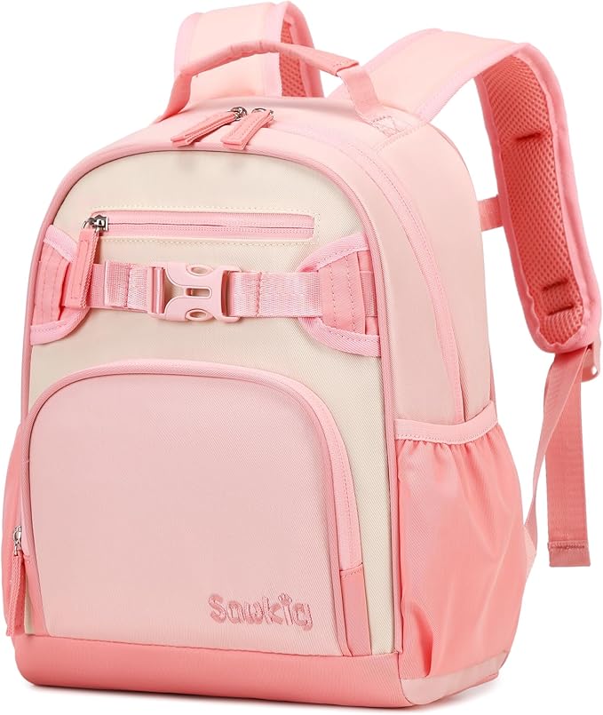 Lightweight Cute Kids Backpack for School Kindergarten Elementary Backpacks for Gilrs ages 6-8-10 (Blush Cream Coral)