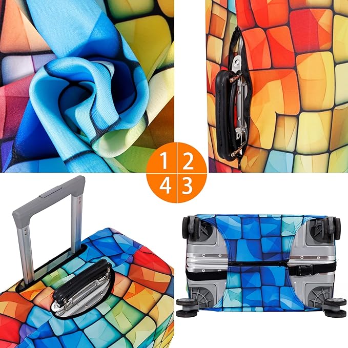 MosaiRudo Travel Luggage Covers For Suitcase Tsa Approved,Suitcase Cover Protector Fit 18-32 Inch Luggage Travel Accessories (T2505, M)