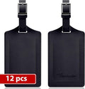 Travelambo Luggage Tags for Suitcases Faux Leather Privacy Protection 12 Pack Bag Tags Travel Accessories Essential, Black