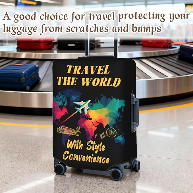 Luggage Cover, Travel Suitcase Covers, Elastic Suitcase Protective Cover, Scratchproof Luggage Protector, Washable Dustproof Trolley Case Protector Fit 22-28 Inch (bk, L（25-28inch suitcase）)