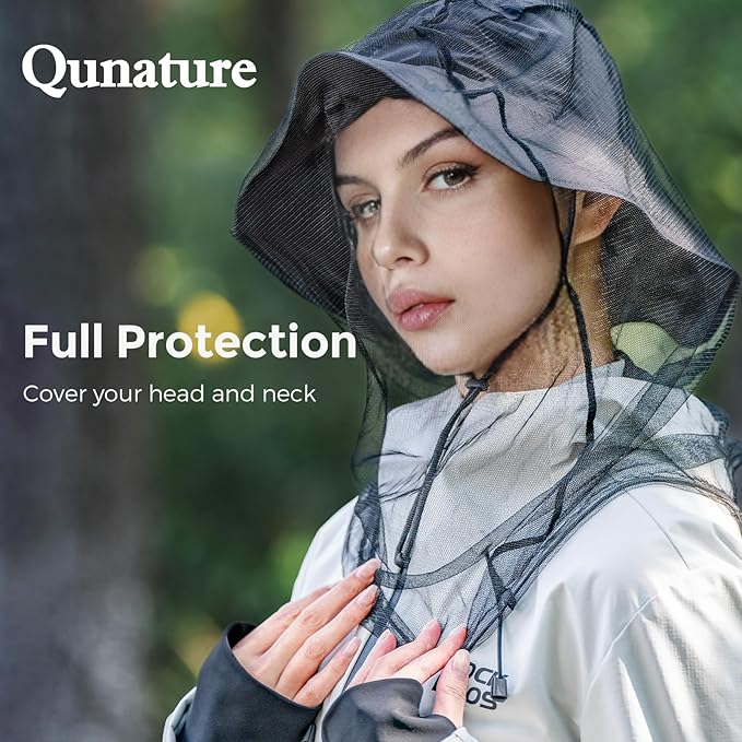 Mosquito Head Net for Insects, Bug Net for Head, Extra Fine Fly Screen Holes for Camping, Fishing,Hiking, Fits All Hats for Men Women