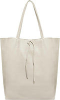 Italian Calf Leather Tote for Women with Zipper, Inner Pocket & Flat Base | Soft Unlined Shopper for Work & Travel