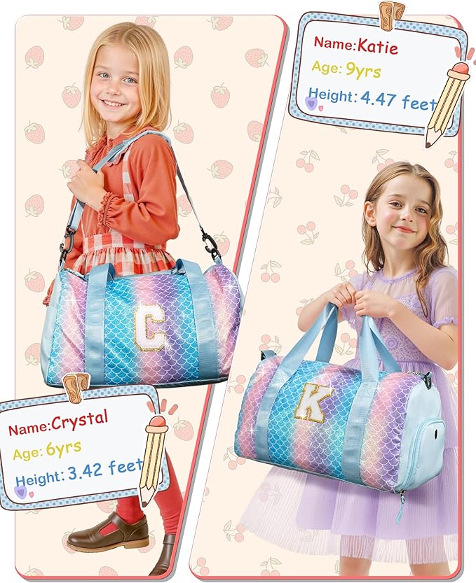 Daughter Birthday Gifts-Girl Gym Bag with Shoe Compartment, Kid Personalized Weekender Overnight Bags, Initial Travel Tote with Makeup Pouch, Graduation Gift for Girls (Letter Y)