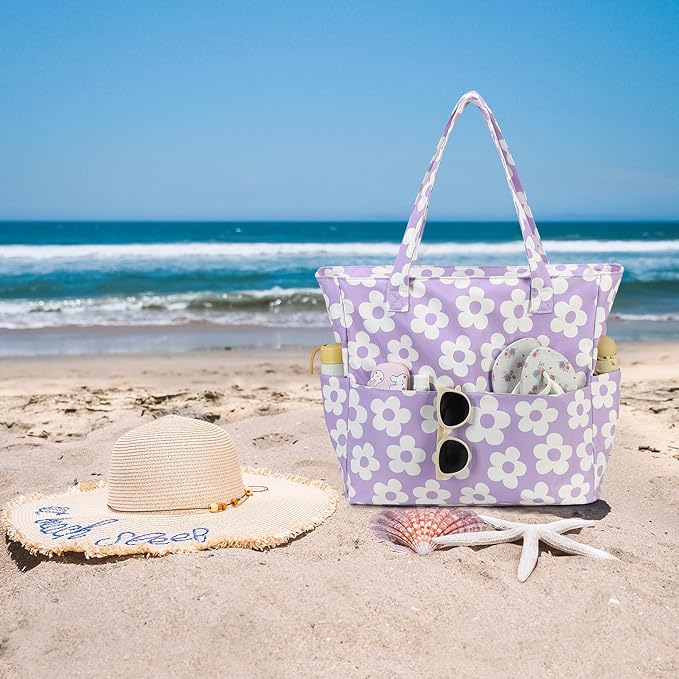 Waterproof Beach Tote Pool Bags for Women Ladies Extra Large Gym Tote Carry On Bag With Wet Compartment for Weekender Travel