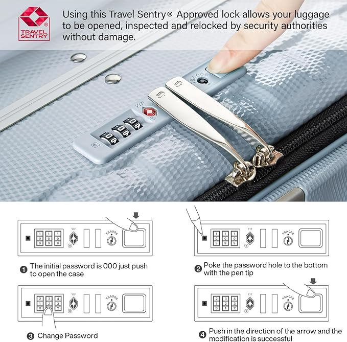 Hanke 20 Inch Carry On Suitcase PC Hardshell Luggage Top Open Aluminum Frame Rolling Suitcases with Wheels Travel Luggage for Woman Men Gifts.(Grey)