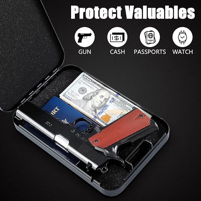 Dalmbox Gun Safe for Pistols Small Handgun Lock Box with Combination Lock Portable Travel Pistol Safe for Car, Home, Travel