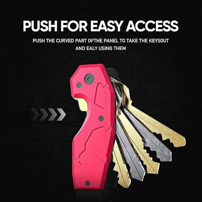 Zeeker Compact Key Organizer Keychain with Built-in Tools – Holds 1-6 Keys, Includes Bottle Opener, Hex Wrench, and Serrated Cutter – Minimalist Key Holder for Men and Women (Red)