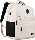 School Backpack for Teen Boys and Girls, Backpack for Men Women, 15.6 inch Laptop Back Pack for High School and College Students with USB Charging Port, Beige