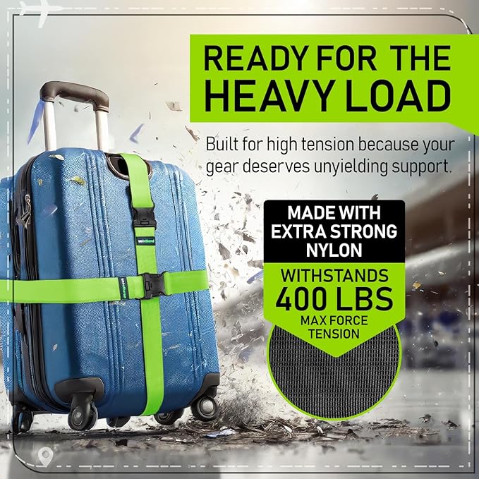 Untethered Luggage Straps | TSA-Approved Suitcase Belts with Heavy-Duty Buckles. Secure Adjustable Travel Accessories for Checked Bags. 4-Pack