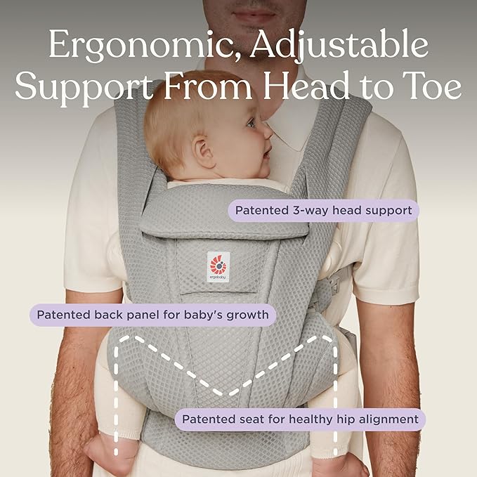 Ergobaby Omni Deluxe Baby Carrier Newborn to Toddler - Breathable Baby Carriers for Summer - All-Position Carrier with Enhanced Lumbar Support & Airflow (7-45 Pounds), Cotton, Midnight Blue
