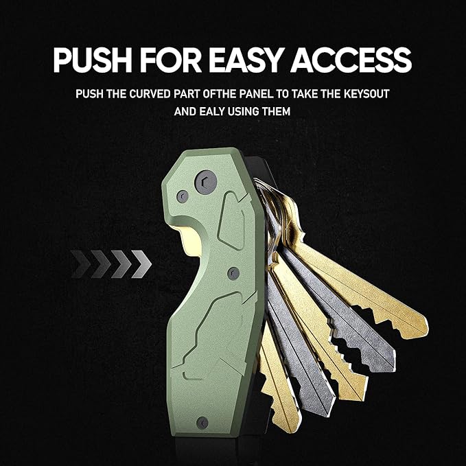 Zeeker Compact Key Organizer Keychain with Built-in Tools – Holds 1-6 Keys, Includes Bottle Opener, Hex Wrench, and Serrated Cutter – Minimalist Key Holder for Men and Women (Green)