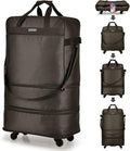 Hanke Suitcases with Wheels Expandable Foldable Luggage Bag Suitcase Collapsible Rolling Travel Bag Duffel Bag for Men Women Lightweight Suitcases without Telescoping Handle, Coffee